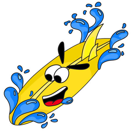surfboard with doodle art cartoon faceのイラスト素材