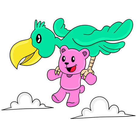 a teddy bear carried flying a bird
pelicans. cartoon illustration cute stickerのイラスト素材