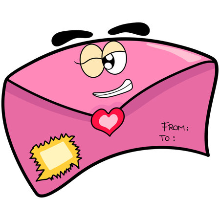 valentine love letter mascot. cartoon illustration cute stickerのイラスト素材