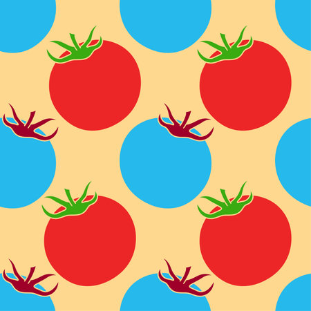 tomato repeat pattern background. seamless textile background templateのイラスト素材
