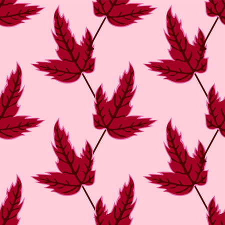 red leaf berries repeat pattern. textile background mosaic designのイラスト素材