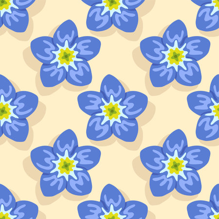 blue spring fashion flowers repeat pattern. textile background mosaic designのイラスト素材
