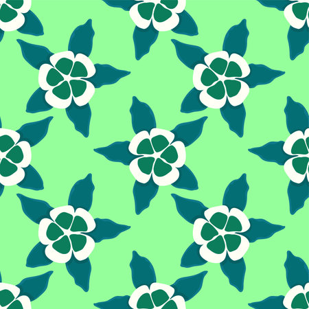 green beauty flowers pattern background. textile background mosaic designのイラスト素材