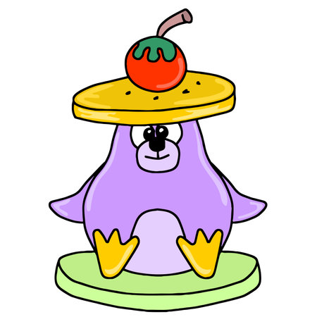 Little penguin is sitting cute. cartoon illustration sticker mascot emoticonのイラスト素材