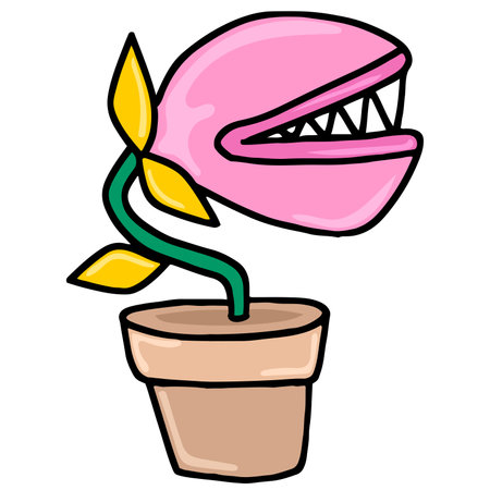 weeds in pots. cartoon illustration sticker mascot emoticonのイラスト素材