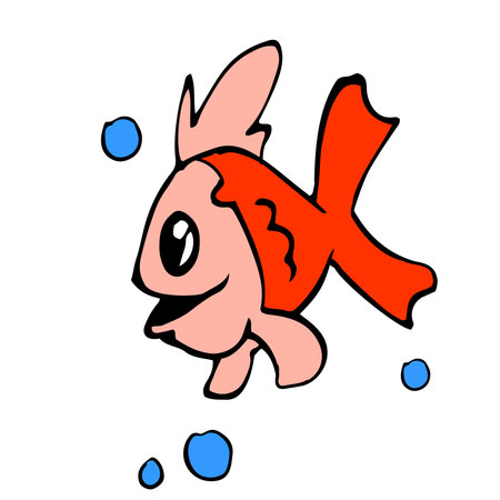 fish swimming in the sea with happy faces. cartoon illustration sticker mascot emoticonのイラスト素材