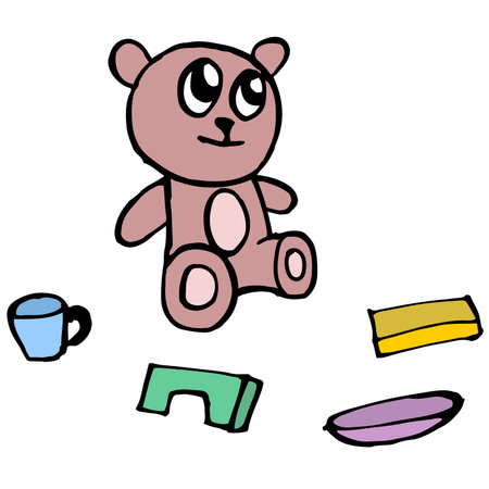 teddy bears and toys for girls. cartoon illustration sticker mascot emoticonのイラスト素材