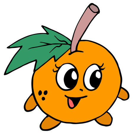 an orange with a cute face. cartoon illustration sticker mascot emoticonのイラスト素材