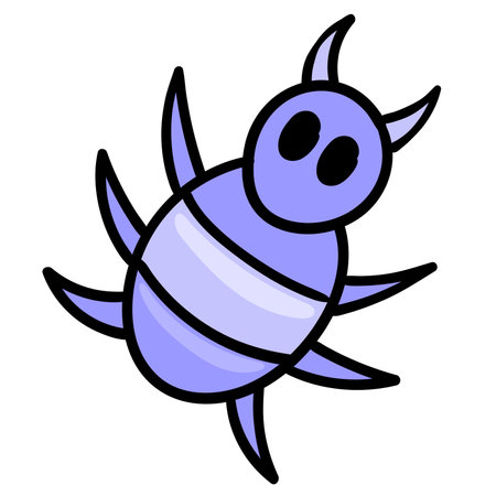 lice insects are purple. doodle icon draw. cartoon doodle sticker drawのイラスト素材