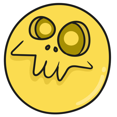 funny but scary skull images. doodle icon draw. cartoon doodle sticker drawのイラスト素材