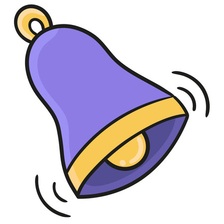 the bell is ringing. doodle icon image. cartoon caharacter cute doodle drawのイラスト素材