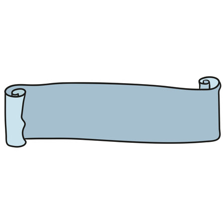 roll paper banner with spaces for text. doodle icon image. cartoon caharacter cute doodle drawのイラスト素材