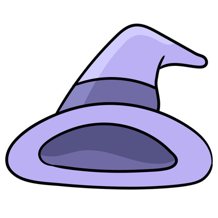 purple witch hat. cartoon caharacter cute doodle drawのイラスト素材