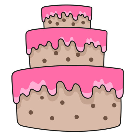multilevel and large birthday cake. doodle icon image. cartoon caharacter cute doodle draw