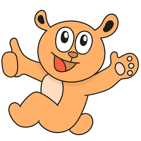 orange bear with happy face. doodle icon image. cartoon caharacter cute doodle drawのイラスト素材