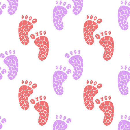 footprints texture effect seamless background print. Great for summer vintage fabric, scrapbooking, wallpaper, giftwrap. repeat pattern background designのイラスト素材