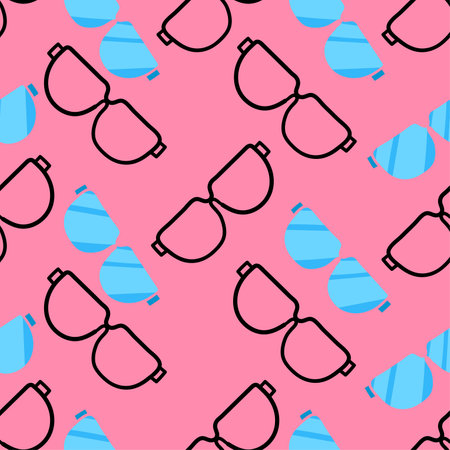 glasses accessories seamless background print. Great for summer vintage fabric, scrapbooking, wallpaper, giftwrap. repeat pattern background designのイラスト素材