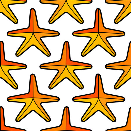 starfish coral seamless background print. Great for summer vintage fabric, scrapbooking, wallpaper, giftwrap. repeat pattern background designのイラスト素材