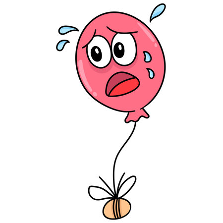 ballon with a face of confusion and fear doodle kawaii. doodle icon image. cartoon caharacter cute doodle drawのイラスト素材