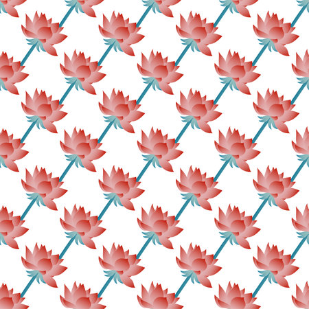 lotus flower blossom pattern background print. Great for summer vintage fabric, scrapbooking, wallpaper, giftwrap. repeat pattern background designのイラスト素材