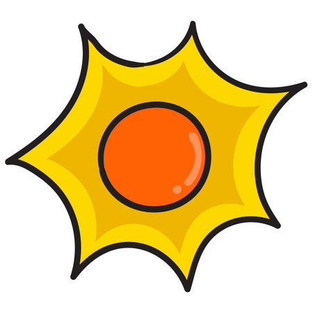 the sun is shining bright, doodle kawaii. doodle icon image. cartoon caharacter cute doodle drawのイラスト素材