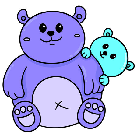 Bear family parents and children who love each other, doodle draw kawaii. vector illustration artのイラスト素材