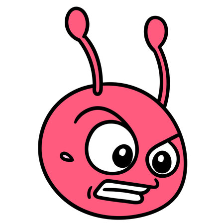 angry ant head emoticon, doodle draw kawaii. vector illustration artのイラスト素材