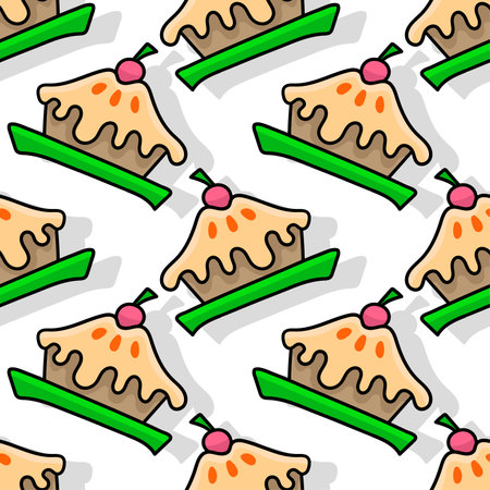 american pie pattern seamless textile print. Great for summer vintage fabric, scrapbooking, wallpaper, giftwrap. repeat pattern background designのイラスト素材