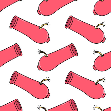 red war cannon pattern seamless textile print. Great for summer vintage fabric, scrapbooking, wallpaper, giftwrap. repeat pattern background designのイラスト素材