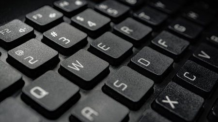 elegant black keyboard keys. macro close up photoshootの写真素材