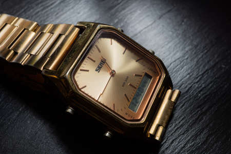 gold ladies watches. macro photography. close up shoot