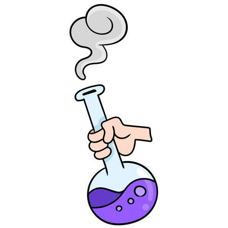 chemical potion bottle icon. doodle icon drawing, vector illustrationのイラスト素材