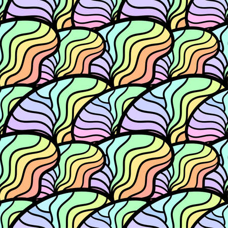 rainbow clam shells seamless pattern textile print. Great for summer vintage fabric, scrapbooking, wallpaper, giftwrap. repeat pattern background designのイラスト素材