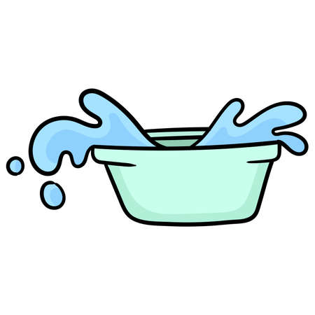 basin filled with spilled water. carton emoticon. doodle icon drawing, vector illustrationのイラスト素材