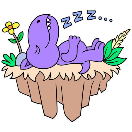 dinosaurs were sleeping soundly on the flying ground, vector illustration art.のイラスト素材
