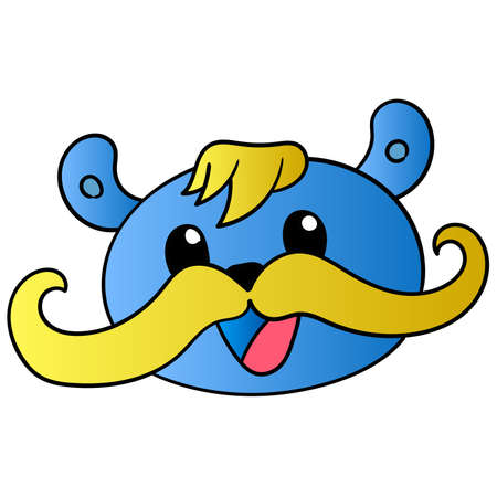 a smiling bear with a thick mustache. doodle icon drawing, vector illustration carton emoticonのイラスト素材