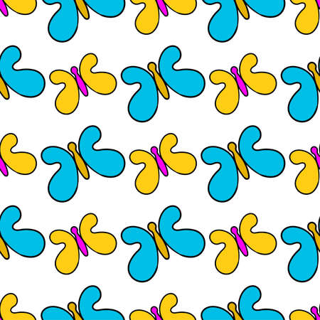 summer spring butterfly seamless pattern textile print. Great for summer vintage fabric, scrapbooking, wallpaper, giftwrap. repeat pattern background designのイラスト素材