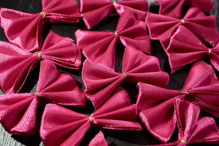 red ribbon for handicraft products,photo art. creative photographyの写真素材