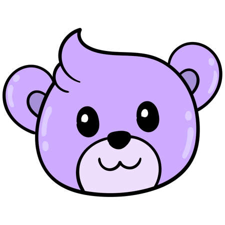 cute and cute purple bear cub head. doodle icon drawing, vector illustration carton emoticonのイラスト素材
