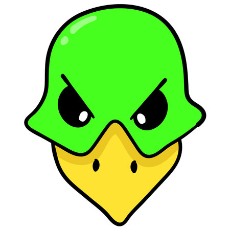 a sharp beaked bird head with a firm face. doodle icon drawing, vector illustration carton emoticonのイラスト素材