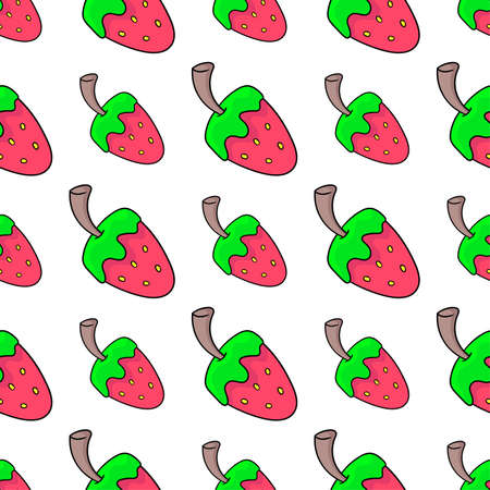 strawberry fruit seamless pattern textile print. Great for summer vintage fabric, scrapbooking, wallpaper, giftwrap. repeat pattern background designのイラスト素材