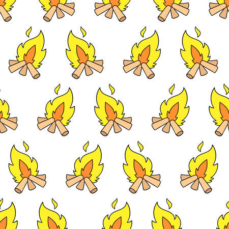 campfire flame seamless pattern textile print. Great for summer vintage fabric, scrapbooking, wallpaper, giftwrap. repeat pattern background designのイラスト素材