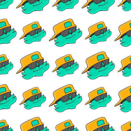 cool sunglasses cat seamless pattern textile print. Great for summer vintage fabric, scrapbooking,...