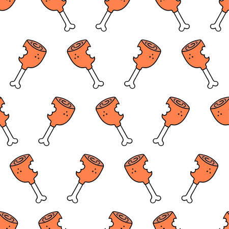 meat food seamless pattern textile print. Great for summer vintage fabric, scrapbooking, wallpaper, giftwrap. repeat pattern background designのイラスト素材