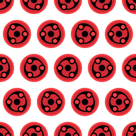 mangekyou sharingan eye seamless pattern textile print. Great for summer vintage fabric, scrapbooking, wallpaper, giftwrap. repeat pattern background designのイラスト素材