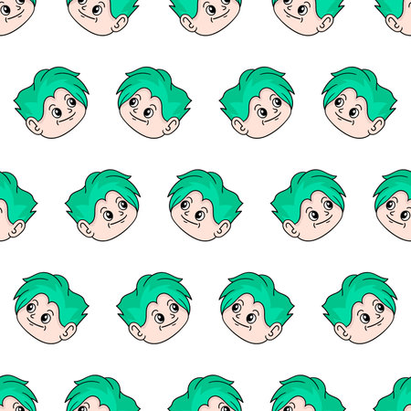 smile boy seamless pattern textile print. Great for summer vintage fabric, scrapbooking, wallpaper, giftwrap. repeat pattern background designのイラスト素材
