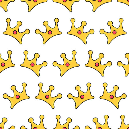 gold crown seamless pattern textile print. Great for summer vintage fabric, scrapbooking, wallpaper, giftwrap. repeat pattern background designのイラスト素材