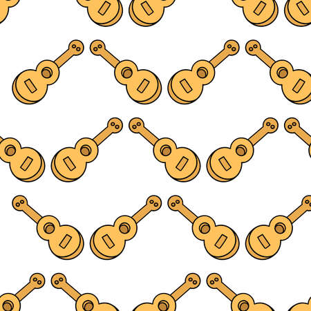 music guitar seamless pattern textile print. Great for summer vintage fabric, scrapbooking, wallpaper, giftwrap. repeat pattern background designのイラスト素材