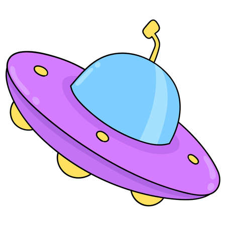 UFO flying ship belonging to alien extraterrestrials. cartoon emoticon. doodle icon drawing, vector illustrationのイラスト素材