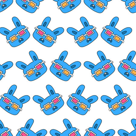 rabbit cinema seamless pattern textile print. Great for summer vintage fabric, scrapbooking, wallpaper, giftwrap. repeat pattern background designのイラスト素材
